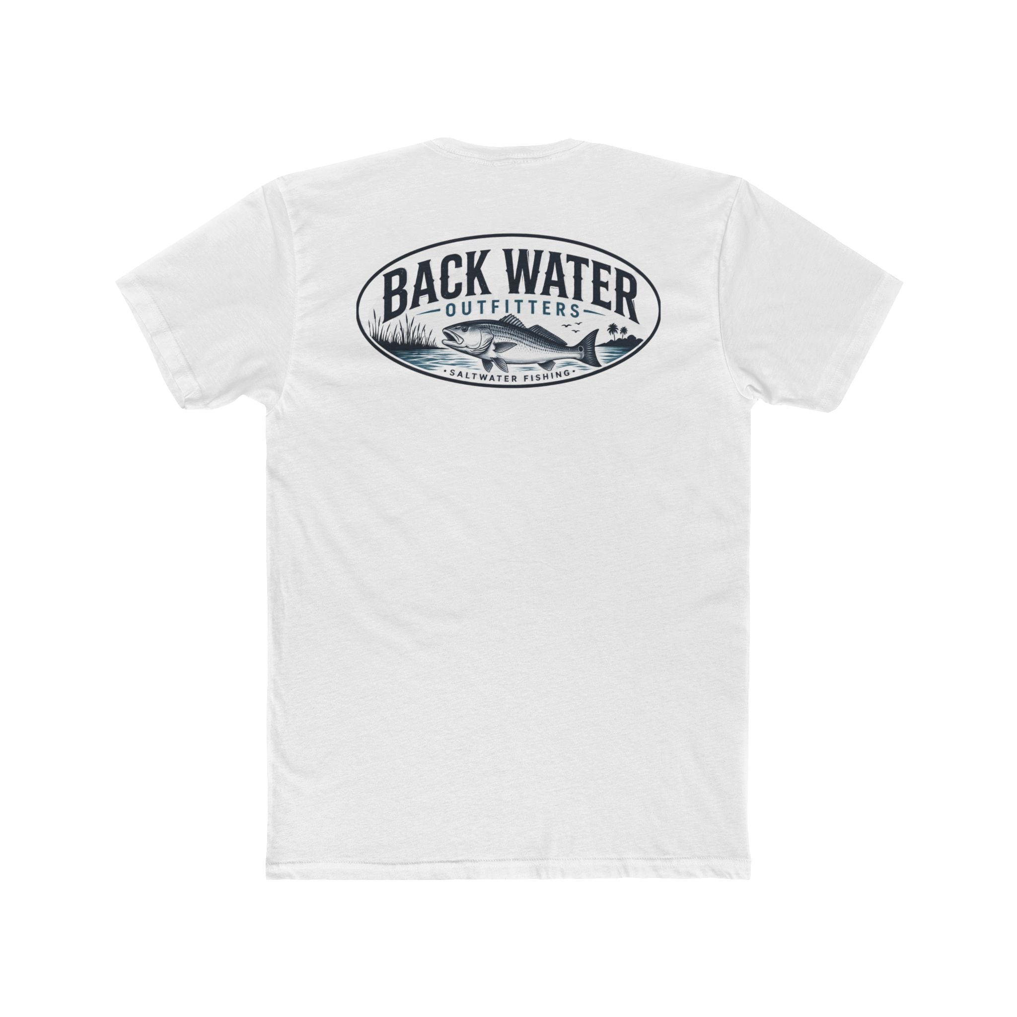 Back Water Outfitters Fishing Tee — Outdoor Lake & Trout Graphic Shirt