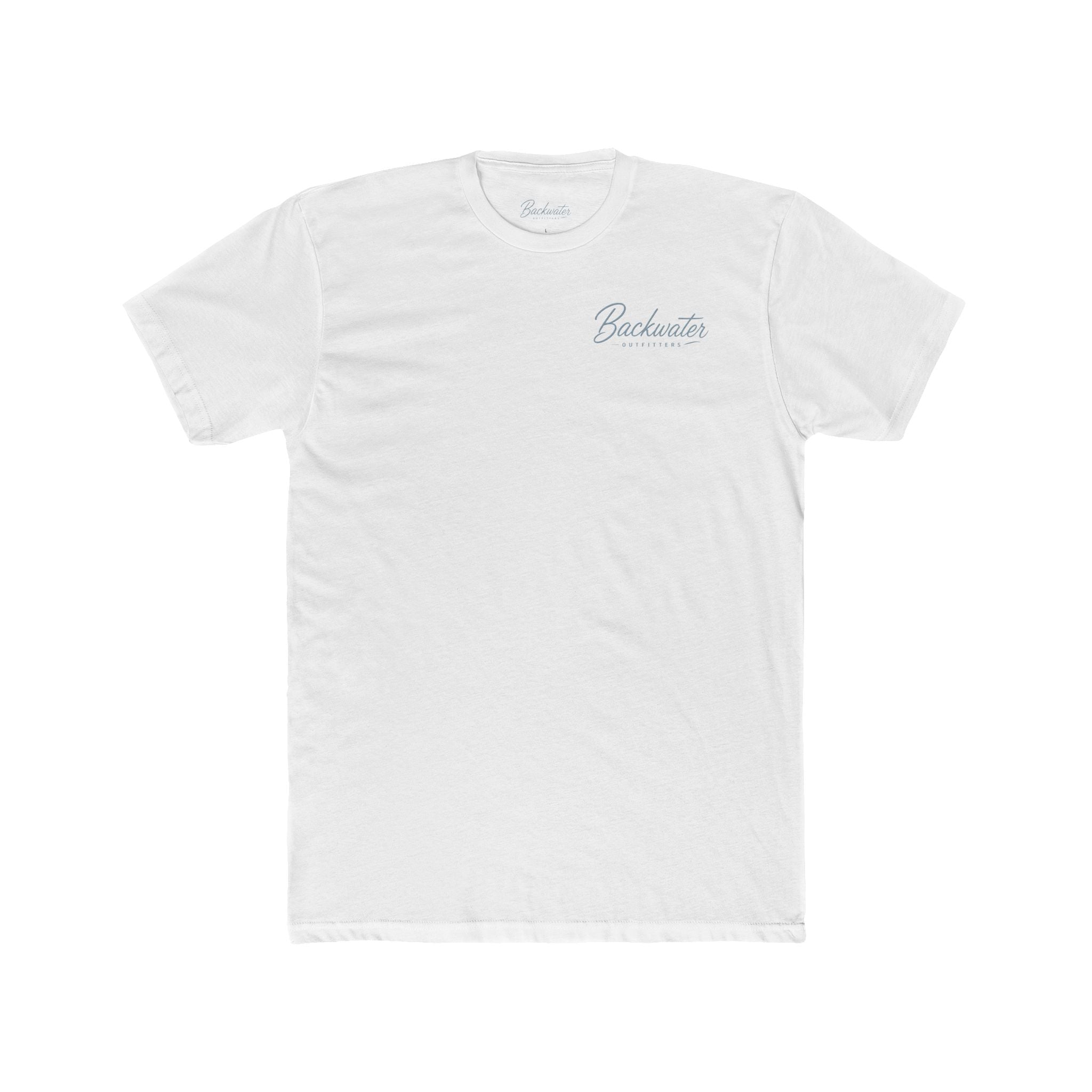 Back Water Outfitters Fishing Tee — Outdoor Lake & Trout Graphic Shirt