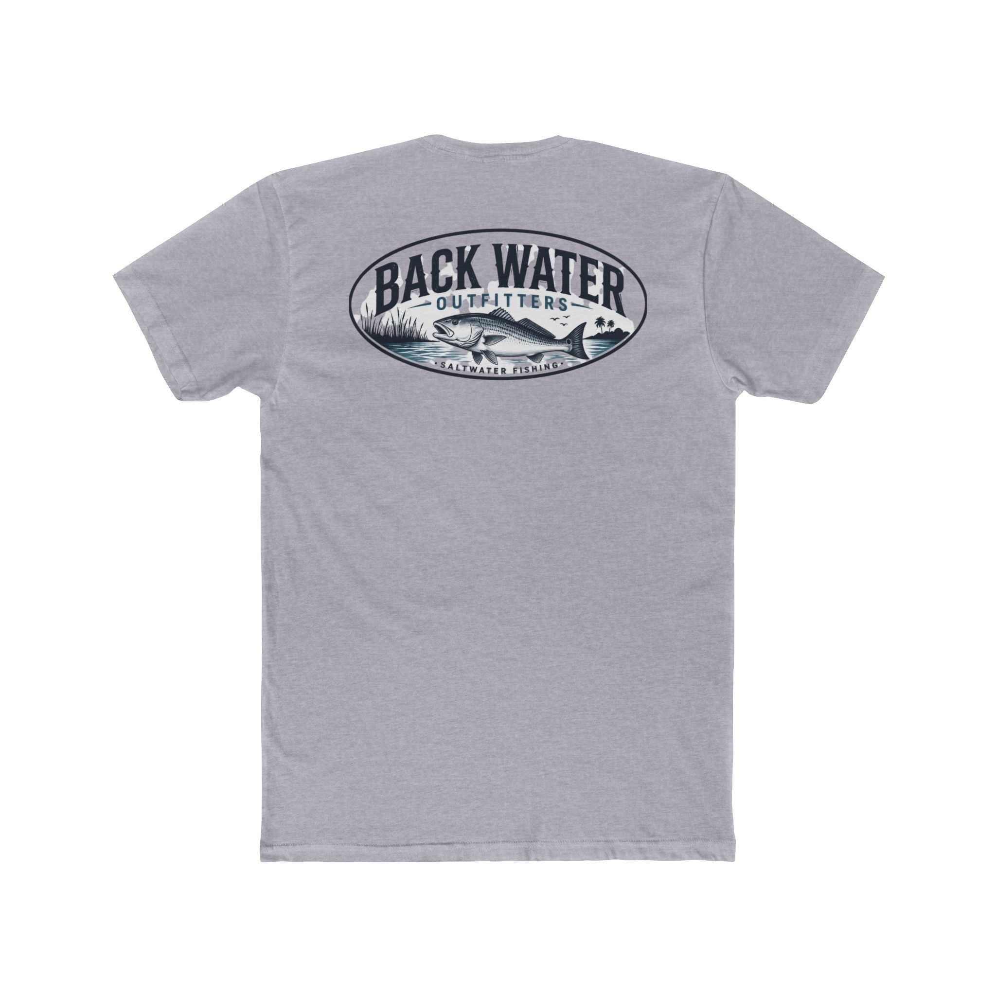 Back Water Outfitters Fishing Tee — Outdoor Lake & Trout Graphic Shirt