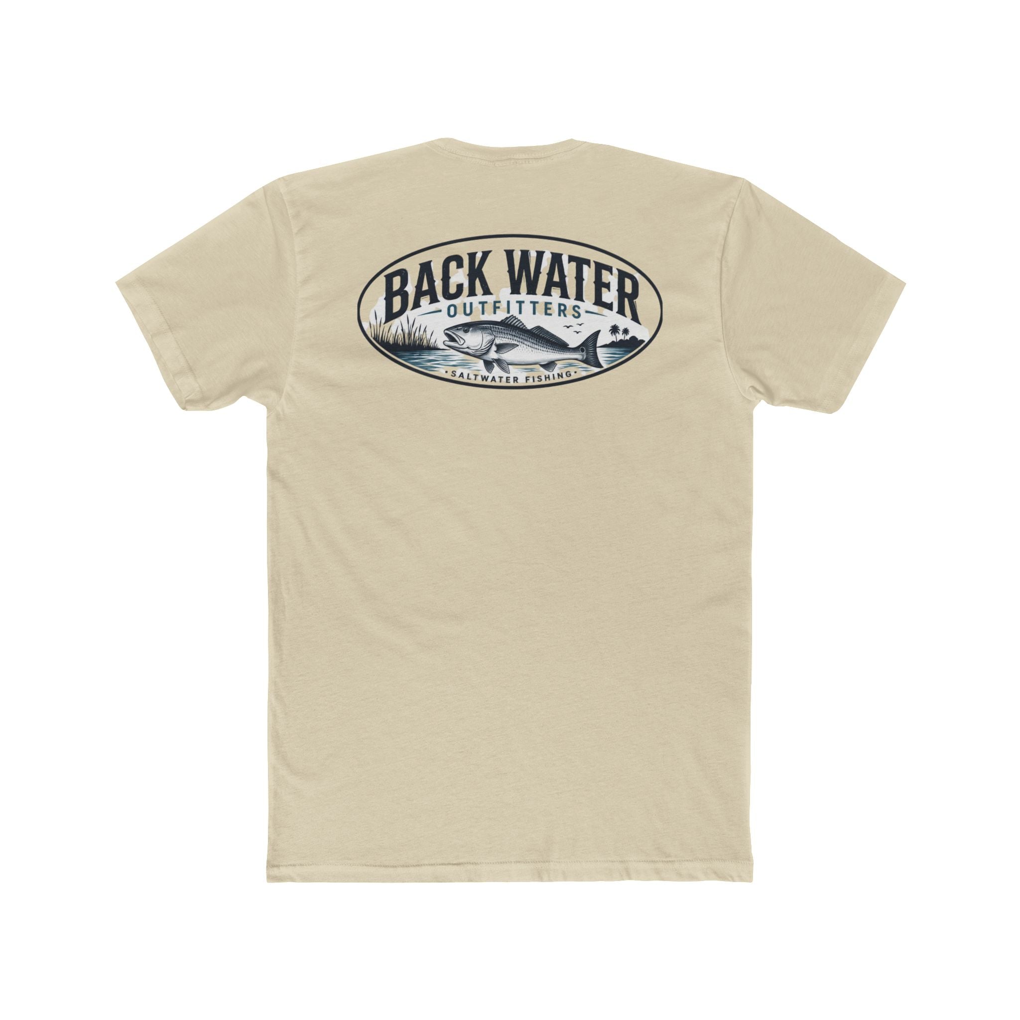 Back Water Outfitters Fishing Tee — Outdoor Lake & Trout Graphic Shirt
